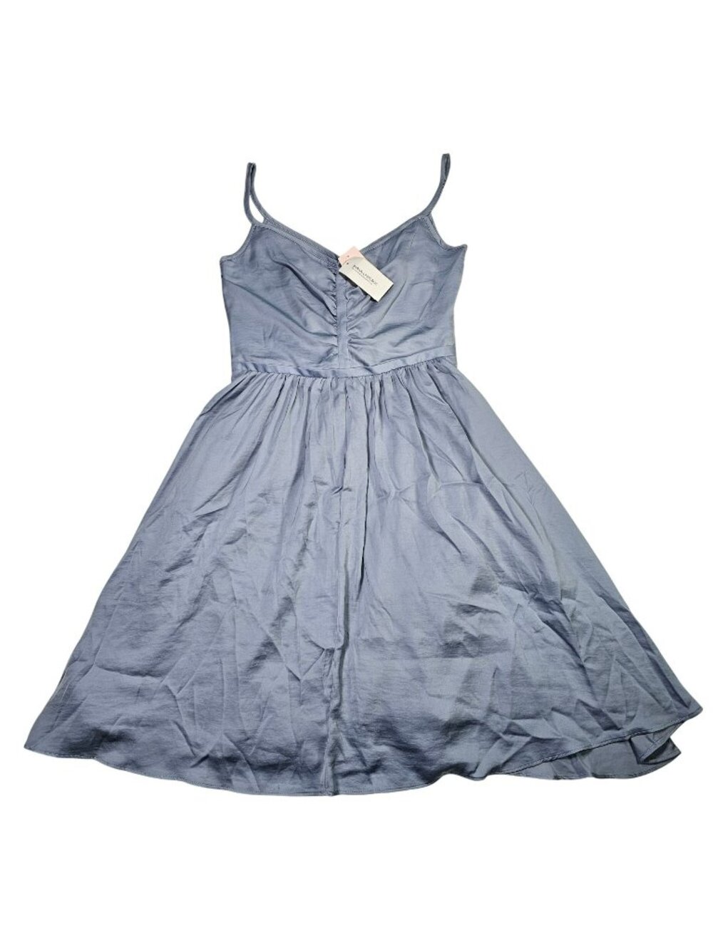 Banana Republic Midi A-Line Dress Ruched Bodice Women's Size 2P Petite Blue